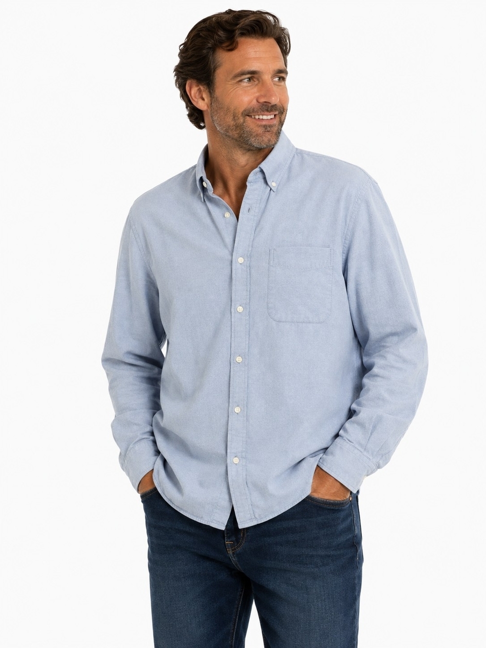 NATURAL LIFE Light Blue Casual Button-Down Shirt